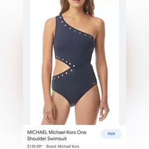 Michael Kors Women's one shoulder navy cut out grommet swimsuit size M